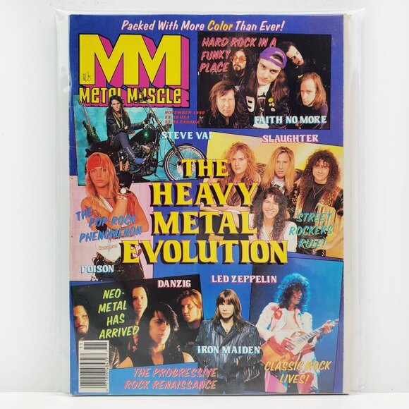 Faces Rock Metal Muscle Magazine Posters Danzig KISS Metallica Nov. 1990 Unread - Picture 1 of 10